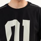 Men's Black Cotton Round Neck Numeric Printed T-Shirt, Black, small