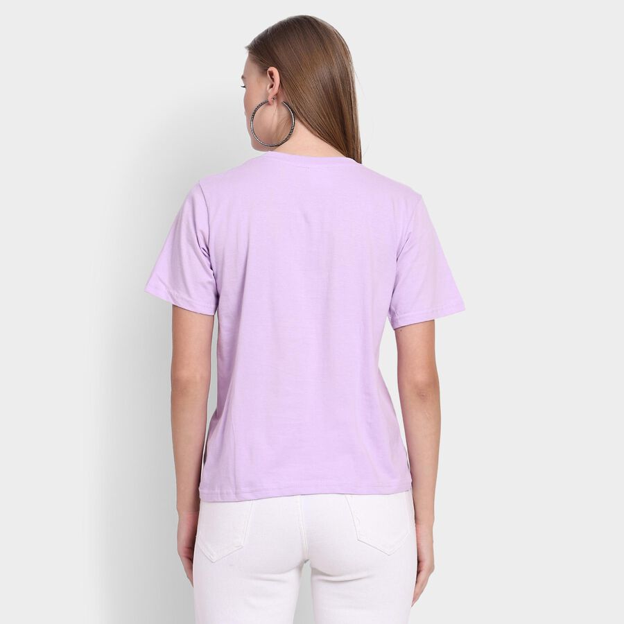 Ladies' 100% Cotton Round Neck T-Shirt , लाइलेक, large image number null