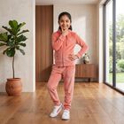Girls Pink Hooded Neck Lounge Set Hipster Set, हल्का गुलाबी, small