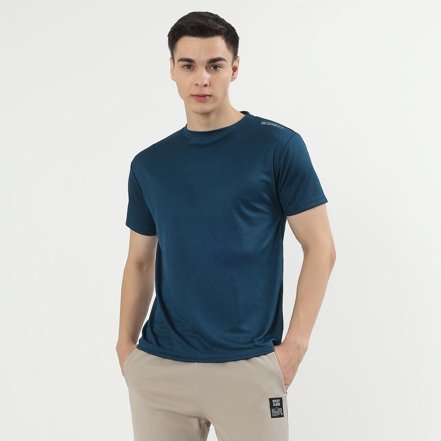 Men's Deep Teal Crew Neck Athleisure T-Shirt, Teal Blue, large image number null