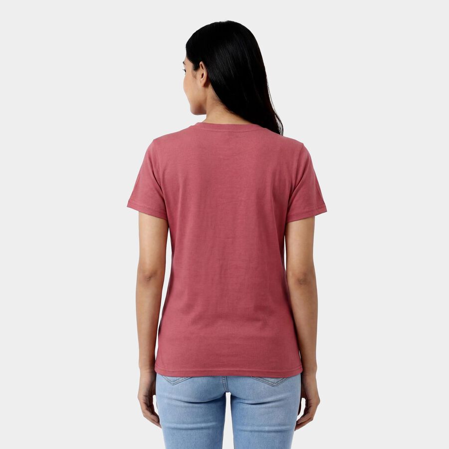 Ladies' Round Neck T-Shirt, गुलाबी, large