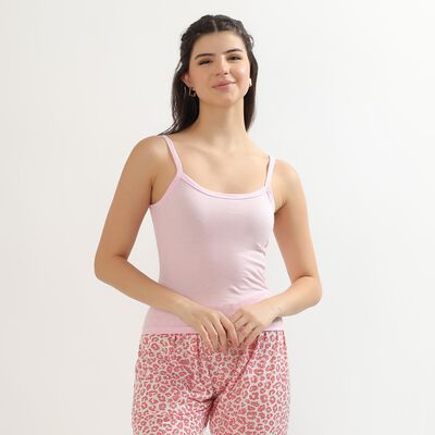 Women's Soft Pink Cotton Spaghetti Neck Camisole