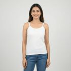 Women's White Cotton Sleeveless Minimalist Slip, सफ़ेद, small