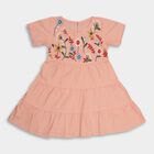 Girls' 100% Cotton Frock , पीच, small