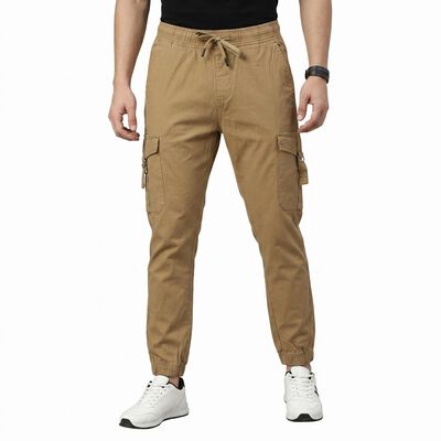 Men's Khaki Slim Fit Cargo Trousers