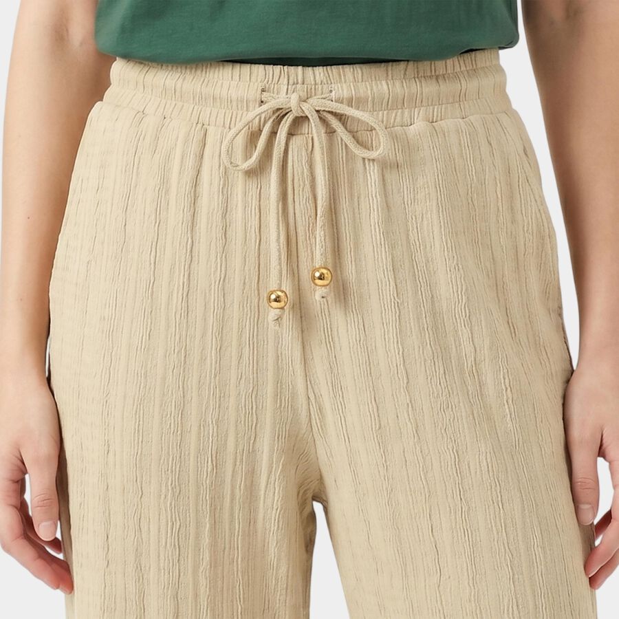 Ladies Beige Relaxed Fit Drawstring Waist Harem Pants, Beige, large