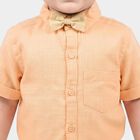 Infants' Peach 100% Cotton Collar Neck Textured Baba Suit, Peach, small