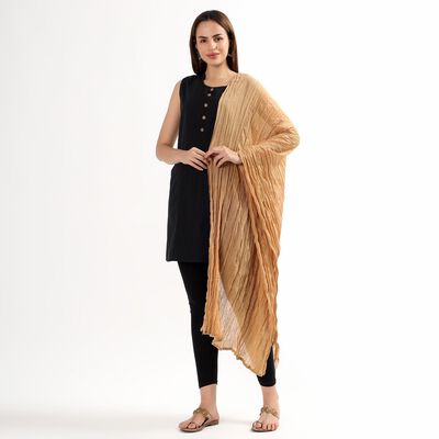 Women's Beige Crinkled Dupatta