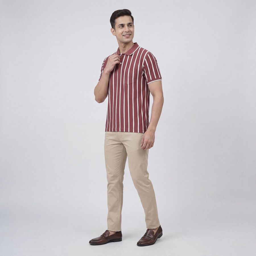 Men's Pink Polo Collar Casual Half Sleeve T-Shirt, गुलाबी, large