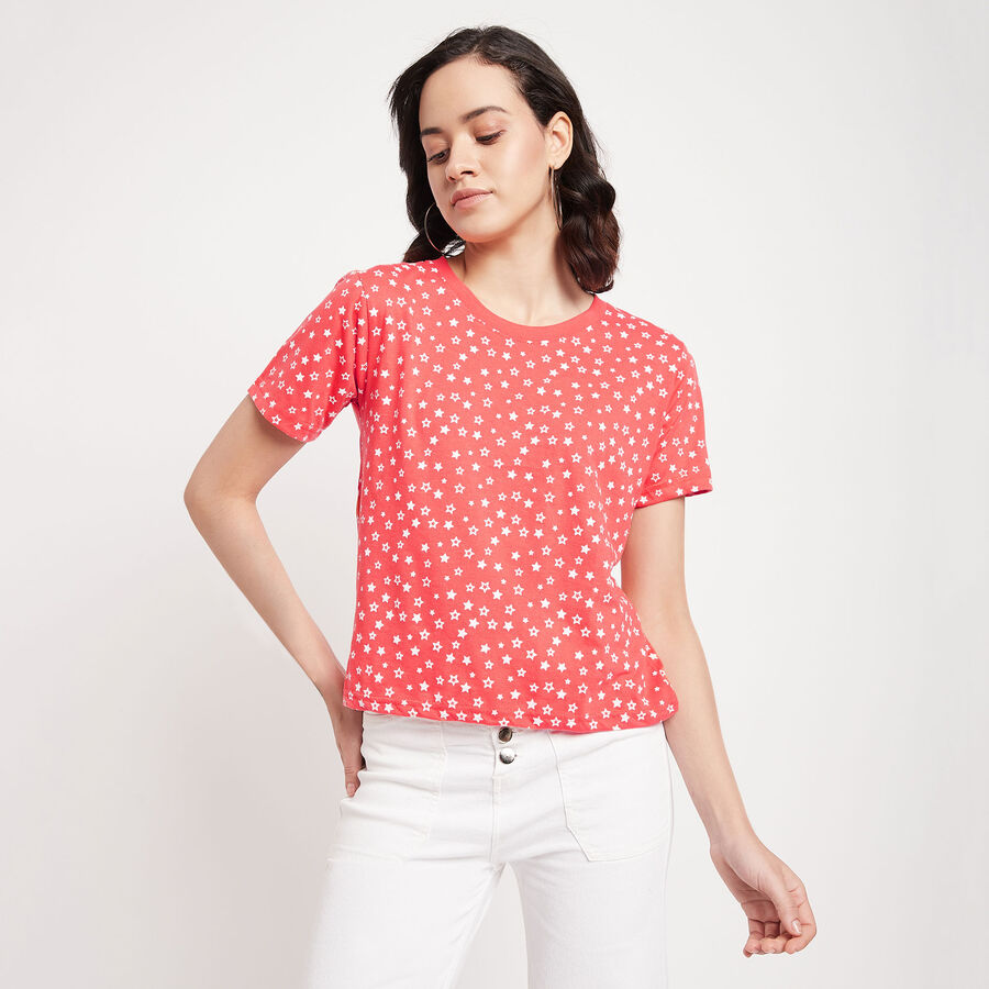 All Over Print Round Neck T-Shirt, Coral, large image number null