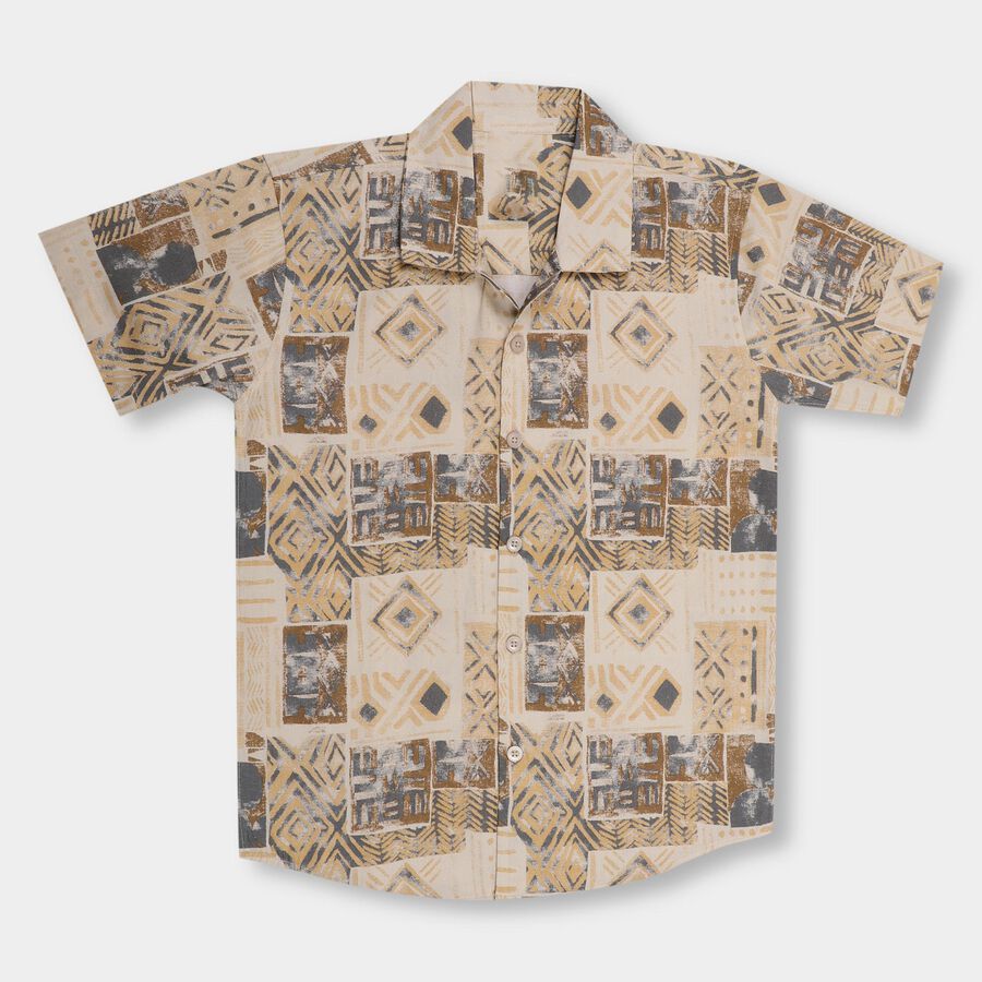 Boys' 100% Cotton Casual Shirt, Beige, large image number null