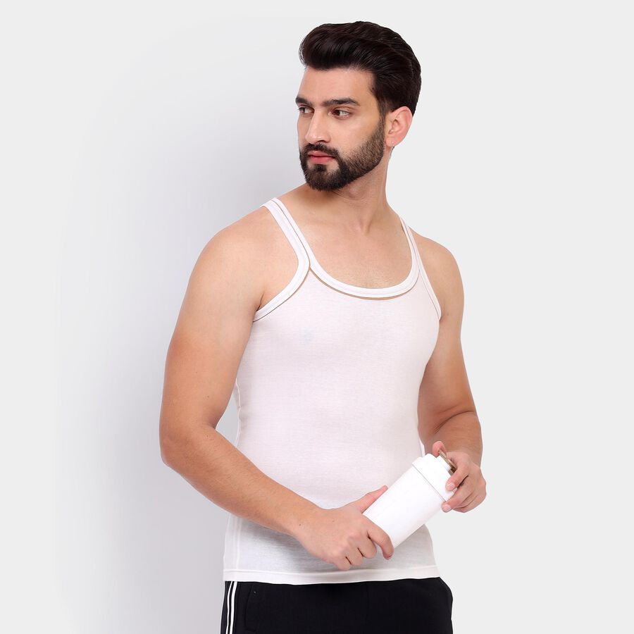 Men's 100% Cotton Gym T-Shirt, Off White, large