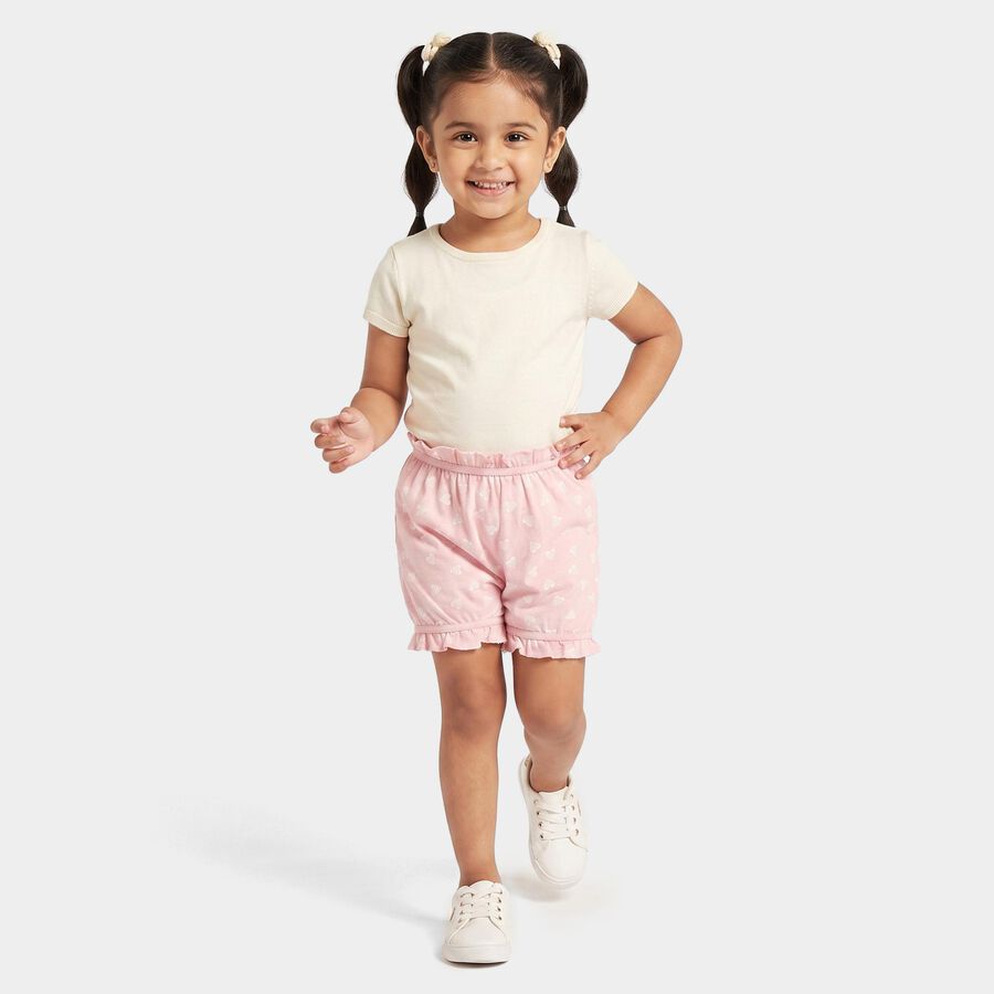 Girls Pink Regular Fit Heart Print Bloomer, हल्का गुलाबी, large