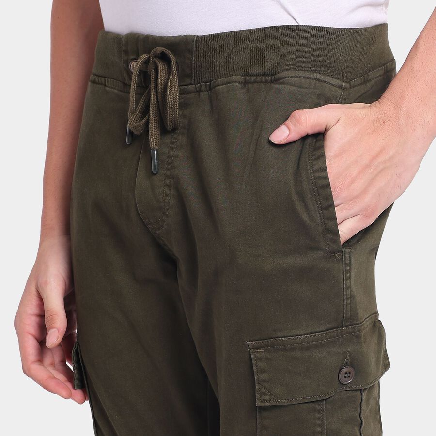 Men's Slim Fit Casual Trousers, Olive, large image number null