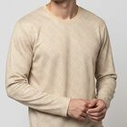 Men's Beige Round Neck Regular T-Shirt, गहरा पीला, small
