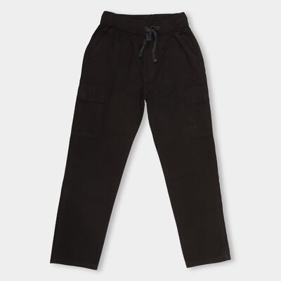 Boys Jet Black Relaxed Fit Cargo Trousers