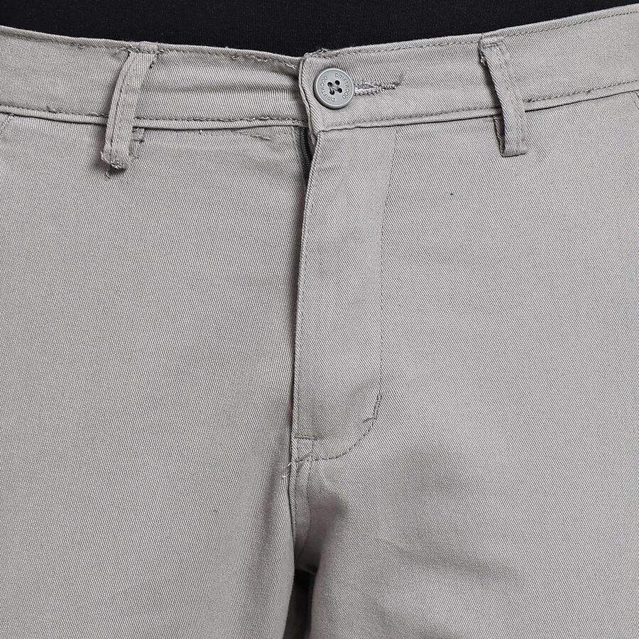 Men's 100% Cotton Slim Fit Casual Trousers , Light Grey, large image number null
