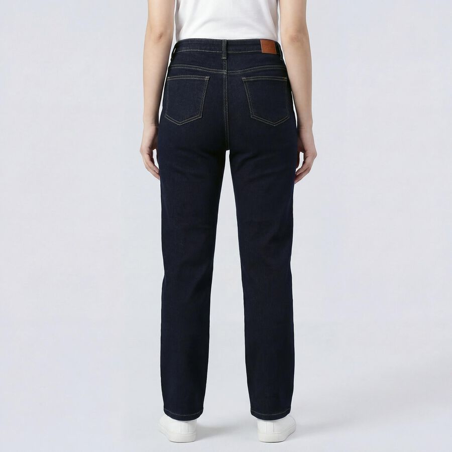 Women's Blue Skinny Fit High-Rise Jeans, गहरा नीला, large