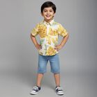 Boys Bright Yellow Cotton Half Sleeve Classic Collar Casual Shirt, Beige, small image number null