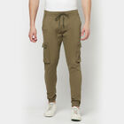 Solid Cargo Casual Trousers, Olive, small image number null
