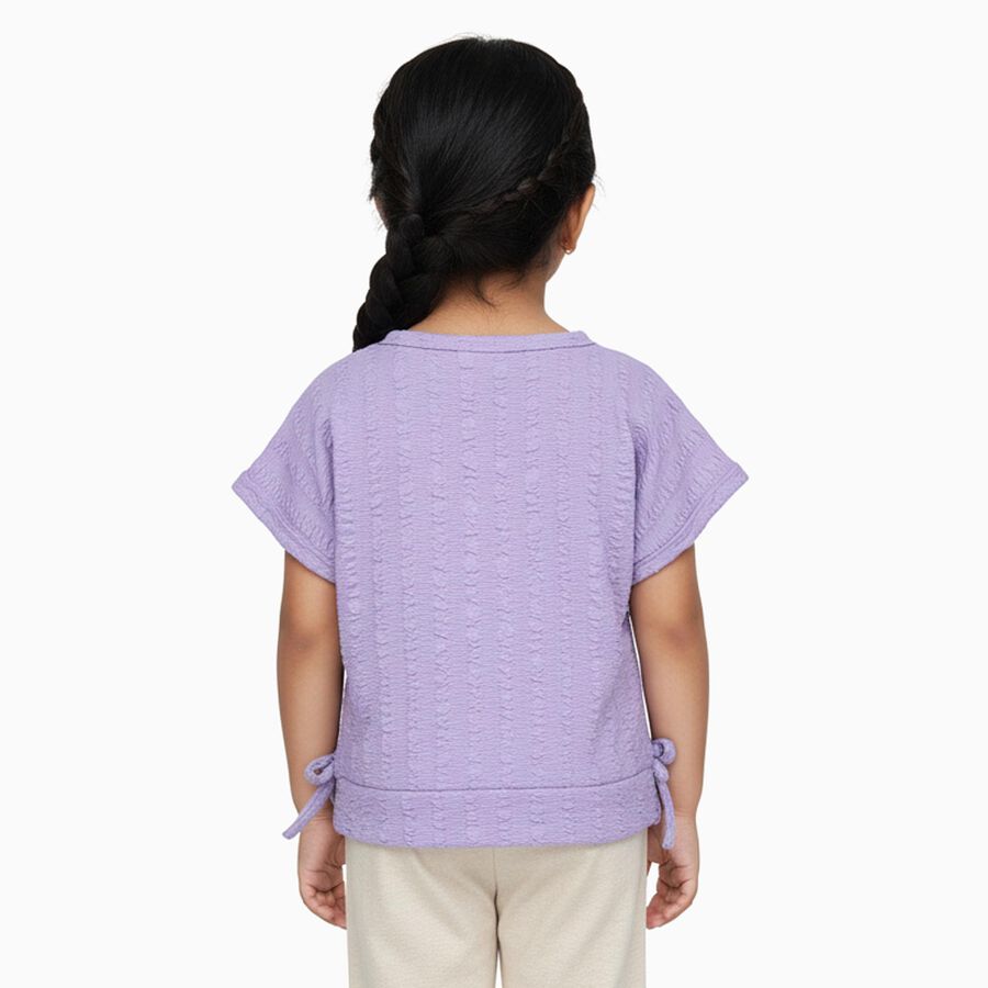 Girls' Lavender Round Neck Casual T-Shirt, Lilac, large image number null