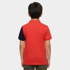 Boys Red Cotton Round Neck Casual T-Shirt, Red, small