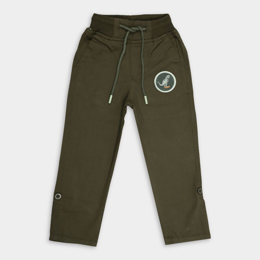 Boys' Cotton Trousers, Dark Green, large image number null