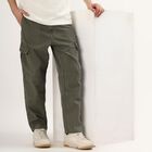 Men's 100% Cotton Slim Fit Casual Trousers, ओलिव, small image number null