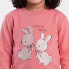 Girls' Coral Crew Neck Graphic Print Sweatshirt, Coral, small