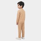 Boys Beige Round Neck Graphic Print Baba Suit, गहरा पीला, small
