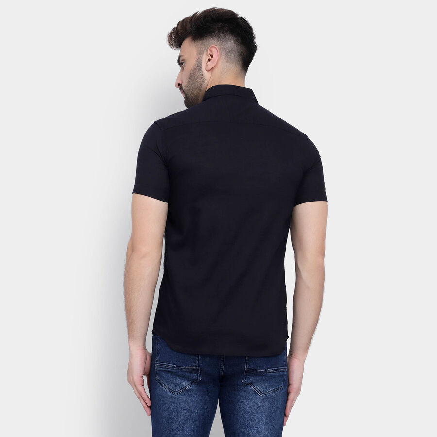 Cotton Solid Casual Shirt, Navy Blue, large image number null