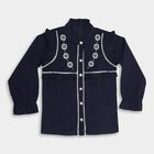 Girls' 100% Cotton Blouse, नेवी ब्लू, small