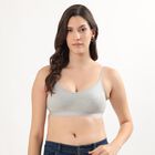Women's Light Grey Cotton Blend Wireless Bra, Melange Light Grey, small