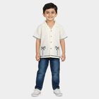 Boys White Camp Collar Casual Shirt, White, small