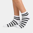 Women's Assorted Regular Fit Striped Pack of 3 Socks, चुनिंदा, small