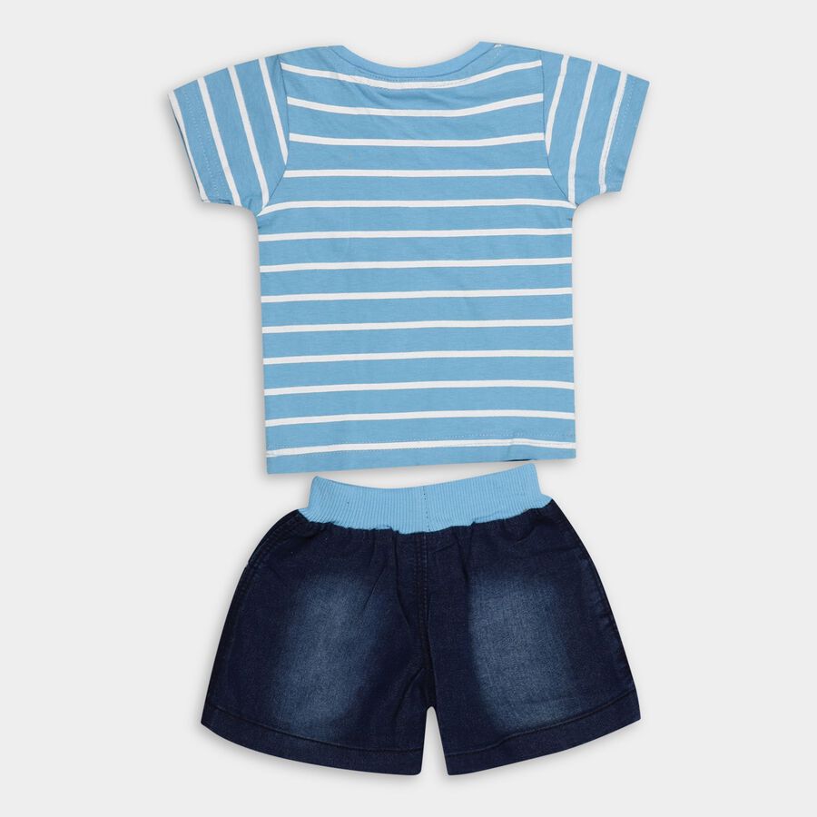 Infant Boys' 100% Cotton Baba Suit, Mid Blue, large image number null
