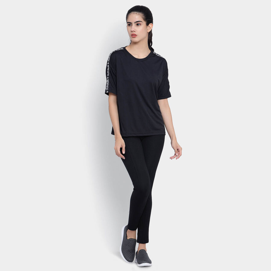 Solid Round Neck T-Shirt, Black, large image number null
