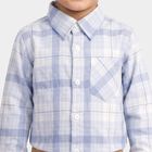 Boys' Light Mid Blue Checked Casual Shirt, Mid Blue, small