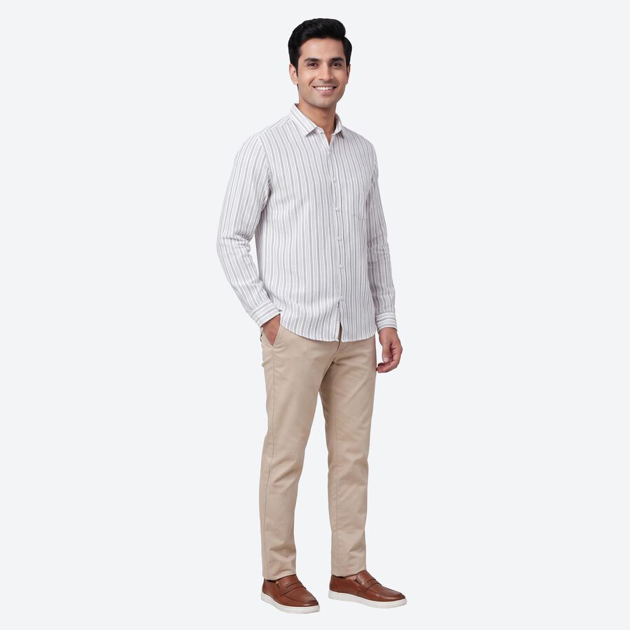 Men's Light Grey Cotton Casual Shirt, हल्का ग्रे, large