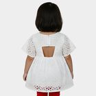 Girls White Round Neck Casual Dress, White, small