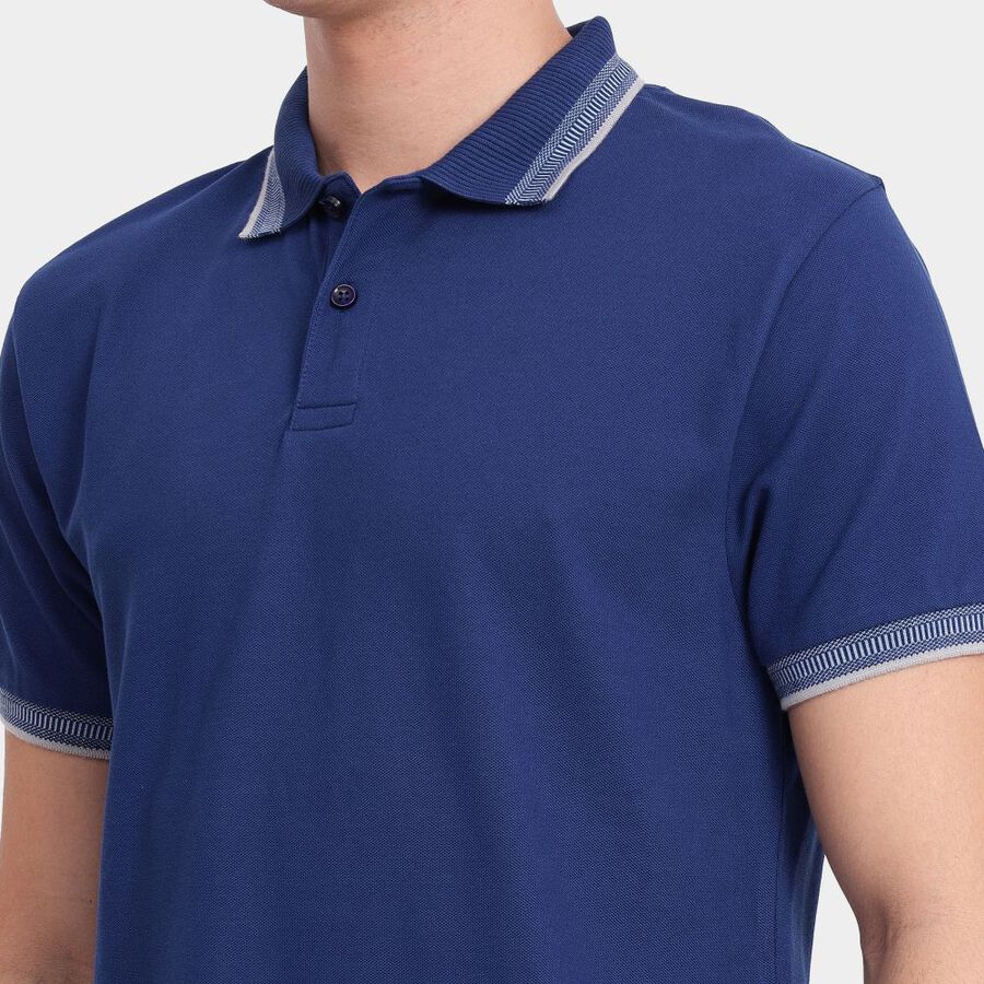 Men's Collared Half Sleeves T-Shirt, नेवी ब्लू, large image number null