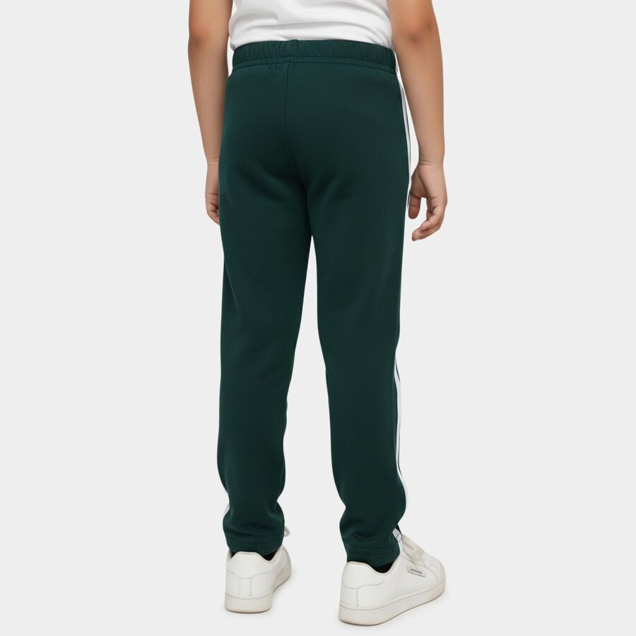 Boys' Dark Green Regular Fit Side Stripe Graphic Print Pyjama, Dark Green, large