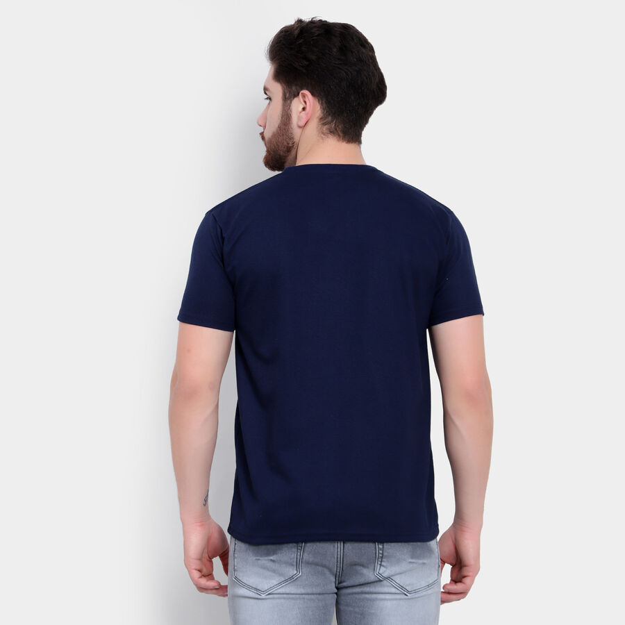 Solid Round Neck T-Shirt, Navy Blue, large image number null