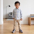 Boys Light Blue Cotton Checked Shirt, Light Blue, small