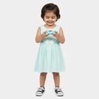 Infants' Mint Green Fit and Flare Floral Applique Frock, हल्का हरा, small