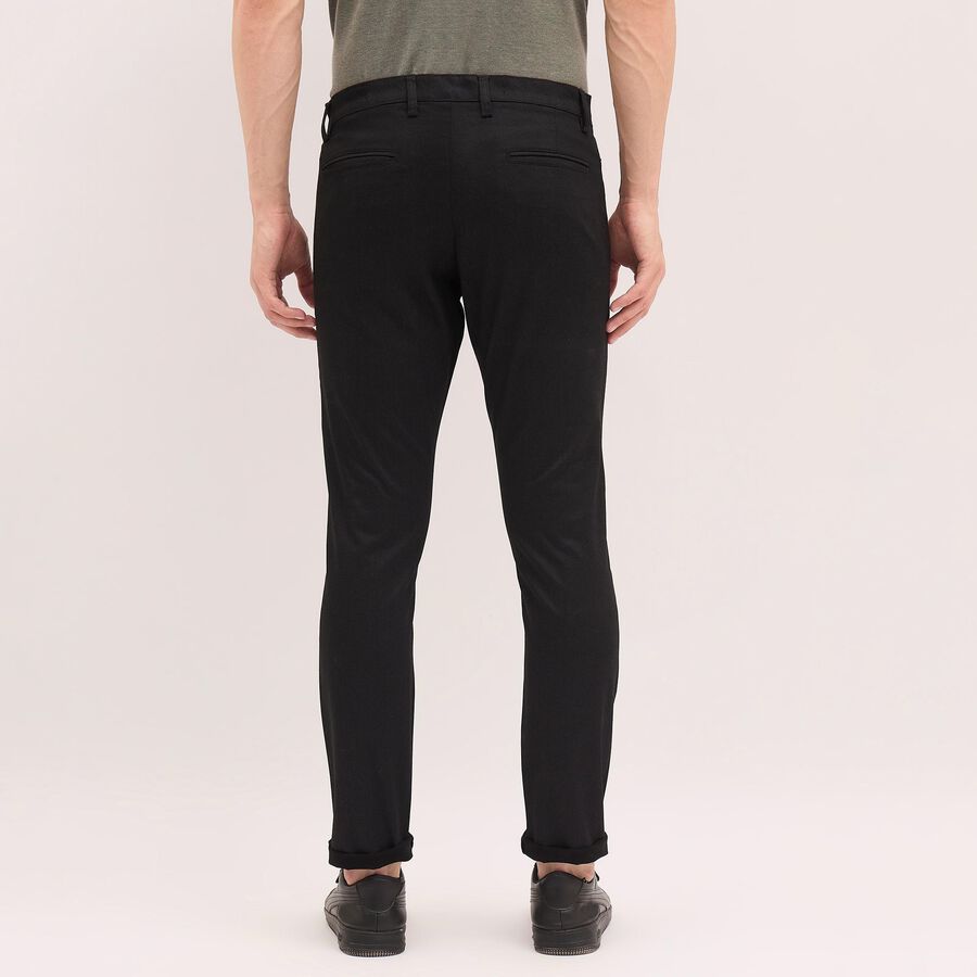 Men's Cross Pocket Slim Fit Casual Trousers , काला, large image number null