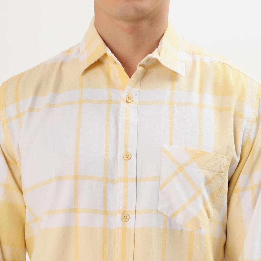 Men's 100% Cotton Regular Collar Casual Shirt, पीला, large image number null