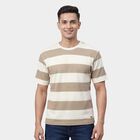 Men's Brown Round Neck Casual T-Shirt, Brown, small