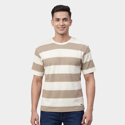 Men's Brown Round Neck Casual T-Shirt