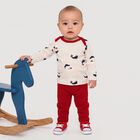 Infants' Beige 100% Cotton Round Neck Printed Baba Suit, Beige, small